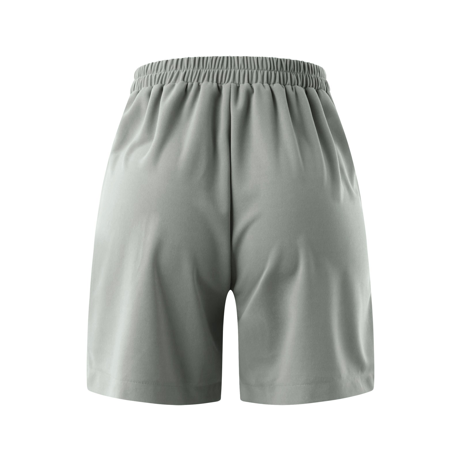 thumbnail image 5 of Pantalones cortos casuales de cintura alta para mujer - Cintura elástica, corte holgado, mezcla de algodón, liso, 5 of 7